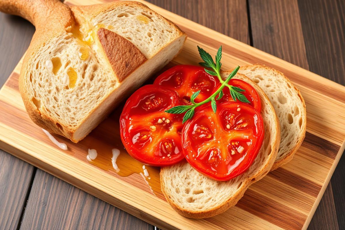 Pan rústico con pan con tomate